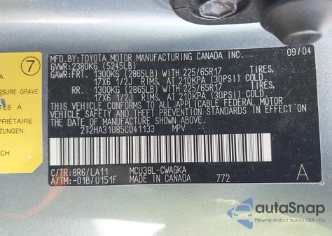 2005 Lexus Rx 330 из США, поврежденный, VIN 2T2HA31U85C041133